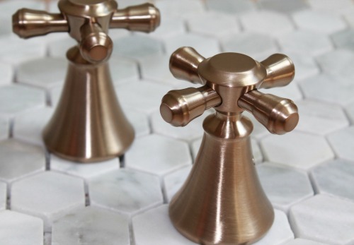 Delta Faucet Cassidy Cross Handles Champagne Bronze Unlacquered Brass   Delta Faucet Cassidy Cross Handles Champagne Bronze Unlacquered Brass Vintage 