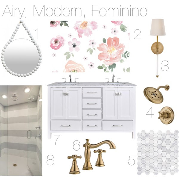 monika-hibbs-white-marble-bathroom-mood-board-floral-wallpaper-brass