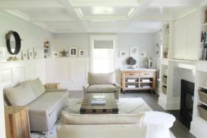 Living Room Wainscoting Coffered Ceiling Contemporary The